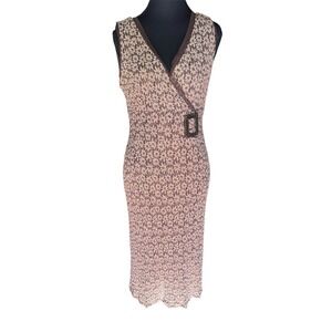 VTG Joseph Ribkoff Dress Y2K Brown Sz 6 Stretchy Floral Metallic Canada